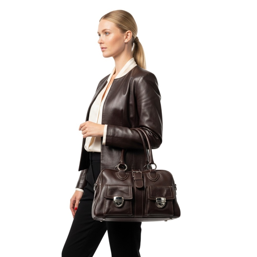 ISANTI BURGUNDY LEATHER BAG SATCHEL SHOULDER BAG GENUINE LEATHER  MADE IN ITALY